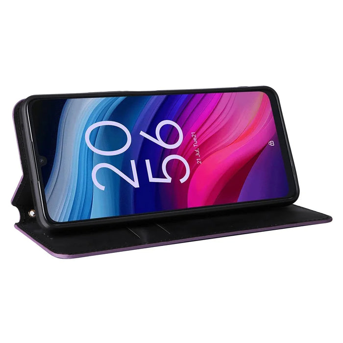For TCL 50 5G Wallet Case Rhombus Pattern Magnetic Closing Leather Phone Cover - Purple - 3