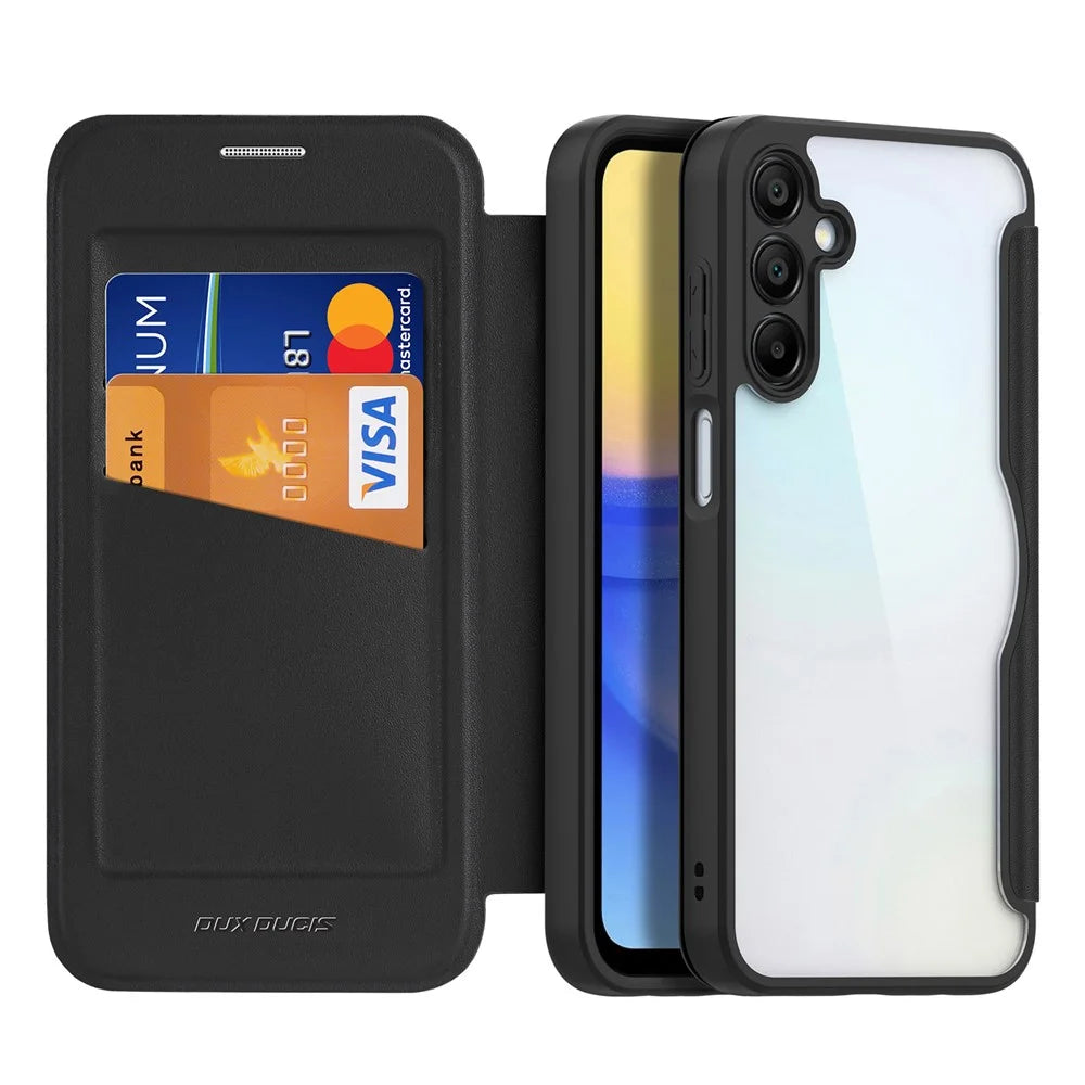 DUX DUCIS Skin X Pro for Samsung Galaxy A15 4G / A15 5G Leather Case Card Slots Flip Phone Cover - Black - 2