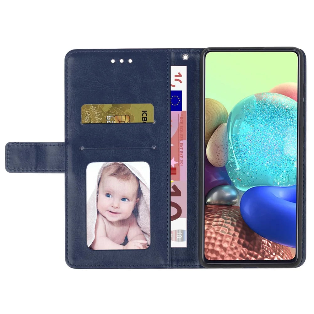 For iPhone 17e / 16e Case with Wrist Strap Y Shaped Lines Imprint Leather Phone Cover - Blue - 2