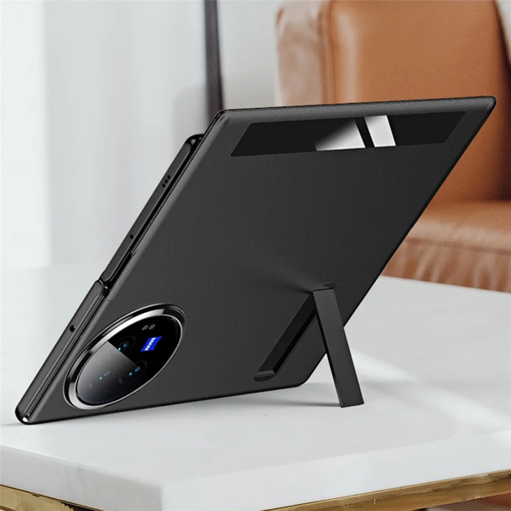 For vivo X Fold3 Magnetic Phone Case View Window PU Leather+PC Cover with Hidden Kickstand - White - 7