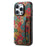For iPhone 15 Pro Kickstand Case Card Holder PU+TPU+PC Phone Cover with Floral Pattern - Spring  /  Green - 1