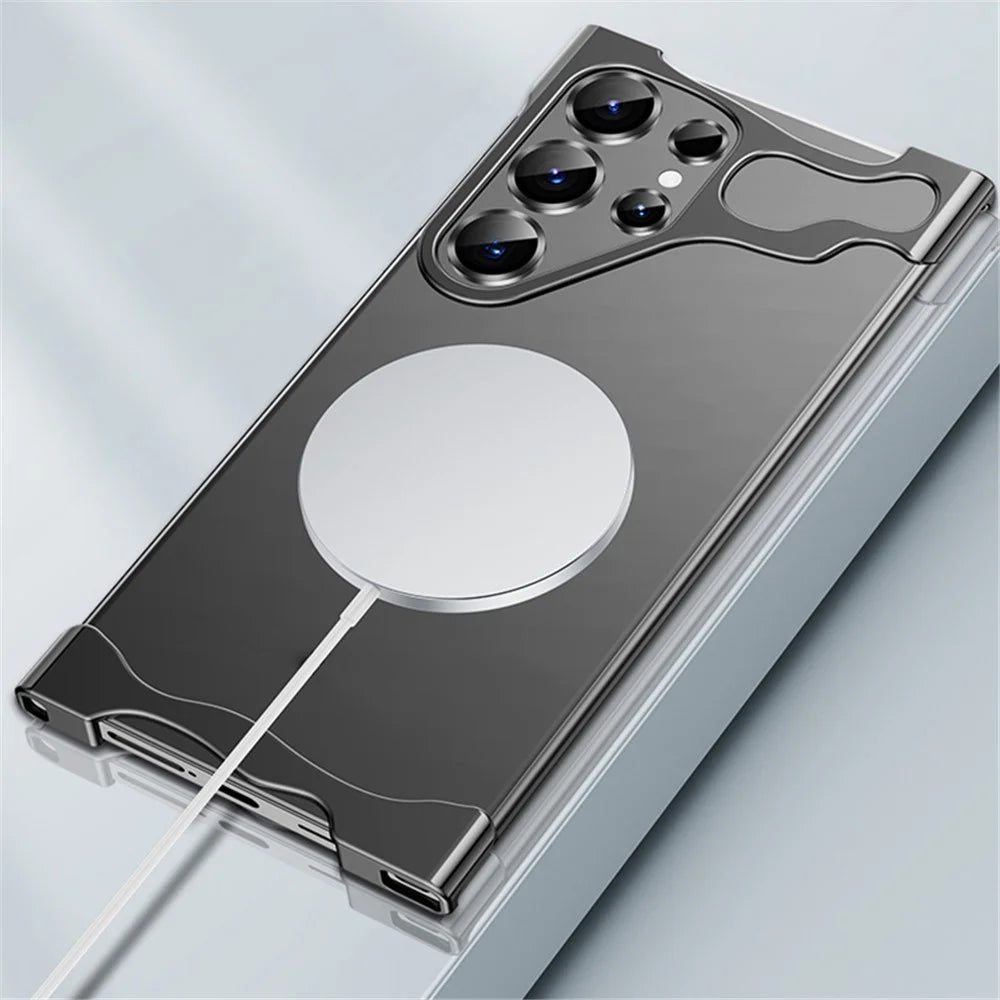 For Samsung Galaxy S24 Ultra Bumper Case Aluminium Alloy Phone Bottom Cover with Tempered Glass Lens Film - Black - 7