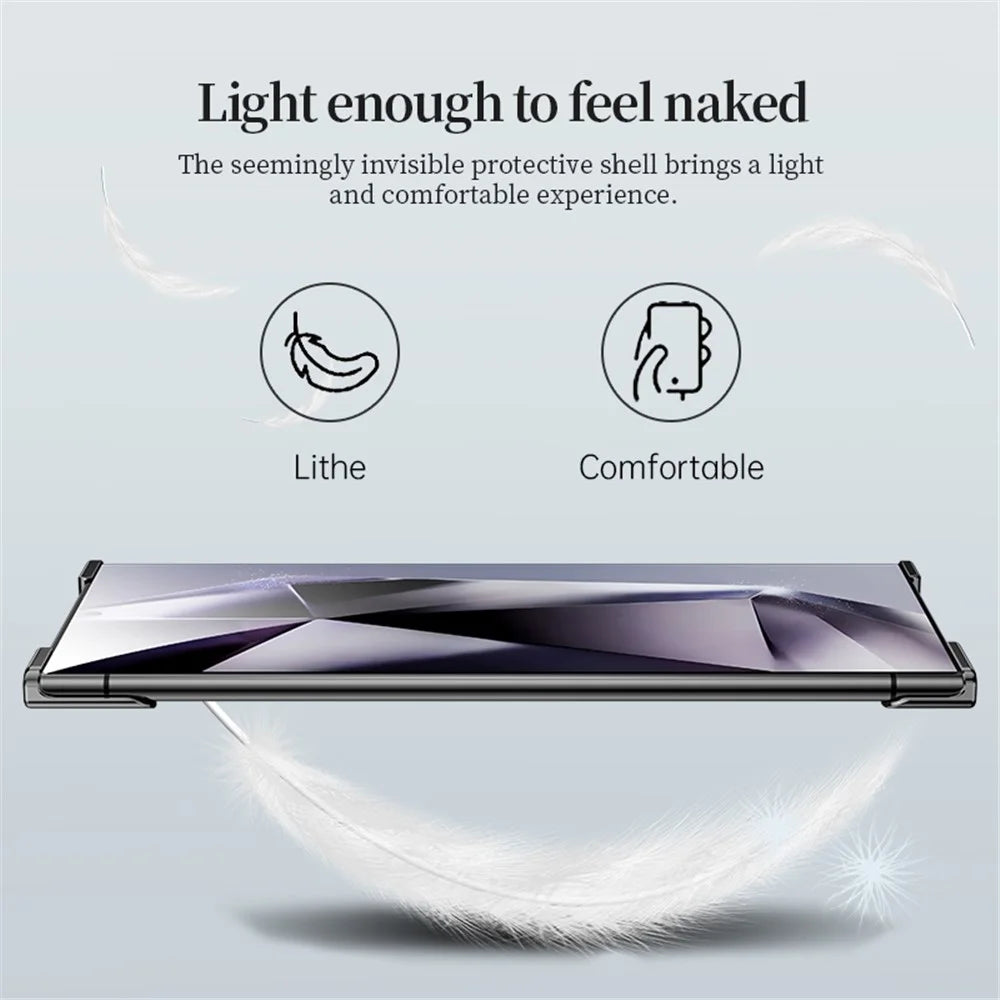 For Samsung Galaxy S23 Ultra Bumper Case Aluminium Alloy Frameless Phone Cover Built-In Lens Glass Film - Black - 4