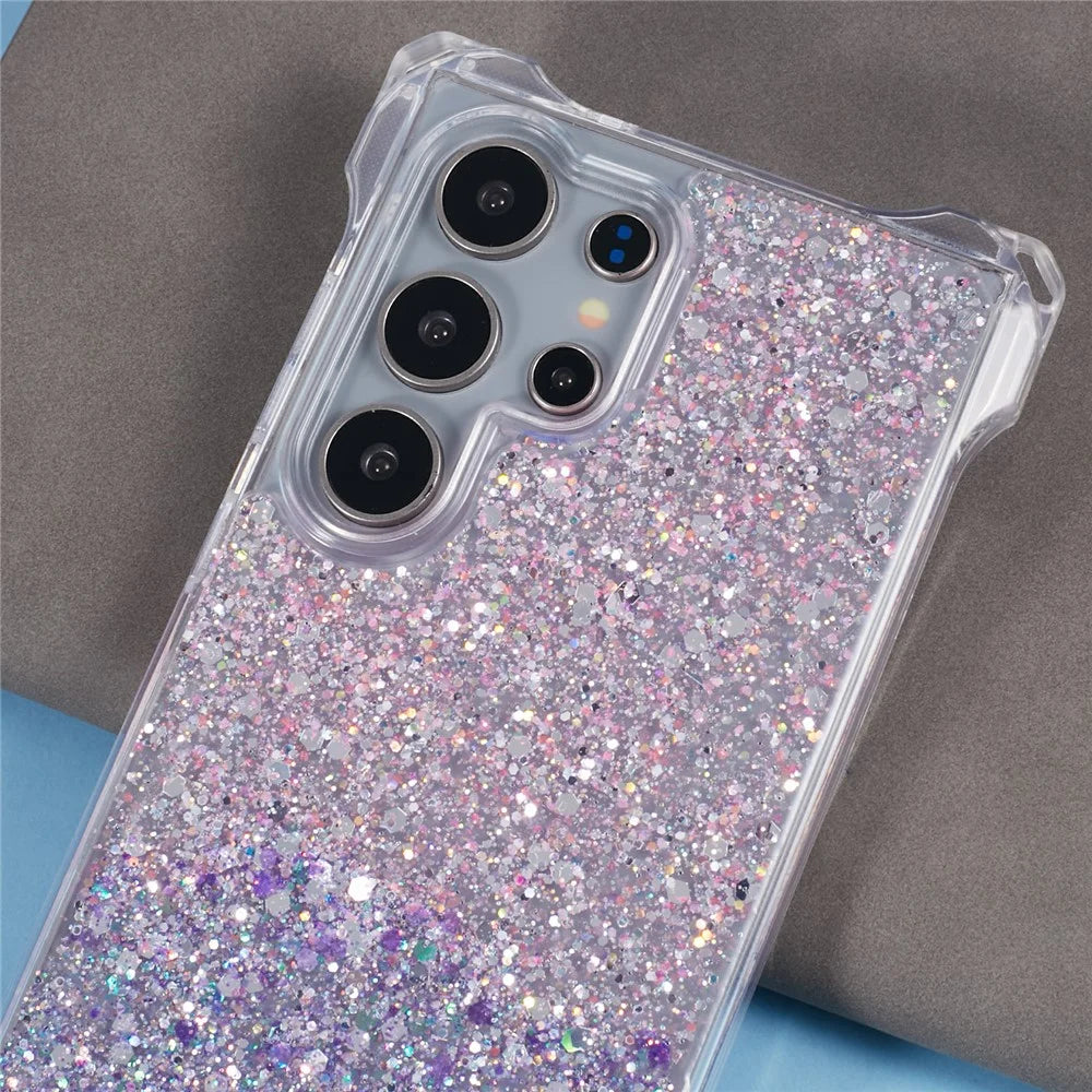 For Samsung Galaxy S23 Ultra Case Gradient TPU+Acrylic Phone Back Cover with Strap - Pink+Purple - 4