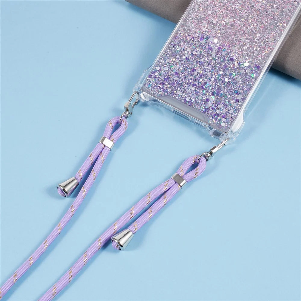 For Samsung Galaxy S23 Ultra Case Gradient TPU+Acrylic Phone Back Cover with Strap - Pink+Purple - 5