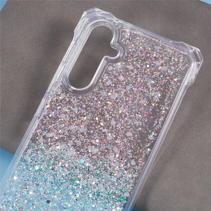 For Samsung Galaxy A54 5G   Phone Cases TPU+Acrylic Gradient Color Cover with Strap - Pink+Green - 5