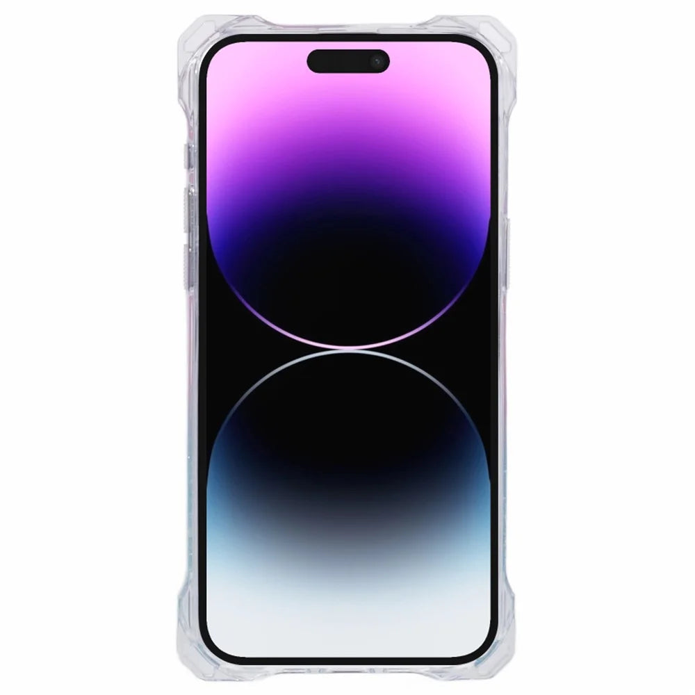 For iPhone 14 Pro Max Cover Dual-Color Gradient TPU+Acrylic Phone Back Shell with Strap - Pink+Green - 2