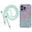 For iPhone 15 Pro Max   Phone Cases Gradient Color Shell TPU+Acrylic Phone Cover with Strap - Pink+Green - 1