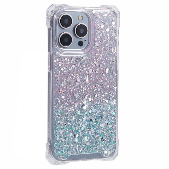 For iPhone 13 Pro Case TPU+Acrylic Phone Protective Cover Dual-Color Gradient Design - Pink+Green - 3