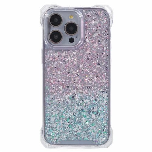 For iPhone 13 Pro Max 6.7 inch TPU+Acrylic Case Gradient Shockproof Cell Phone Cover - Pink+Green - 1