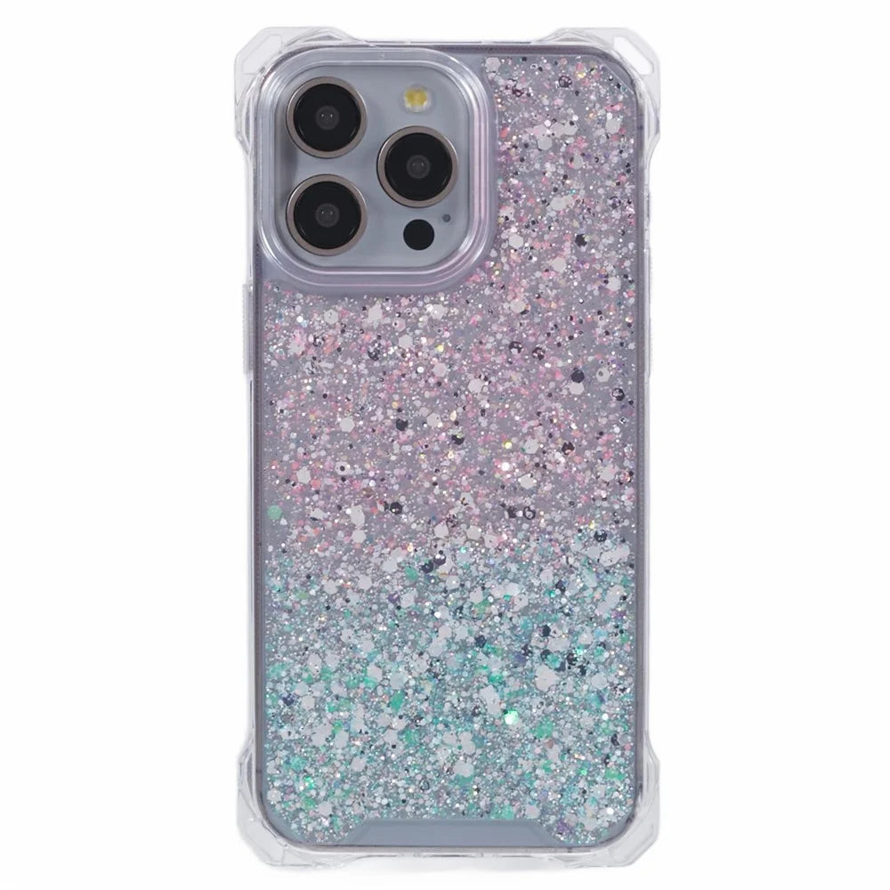 For iPhone 14 Pro Max Cover TPU+Acrylic Phone Shell Dual-Color Gradient Design - Pink+Green - 1