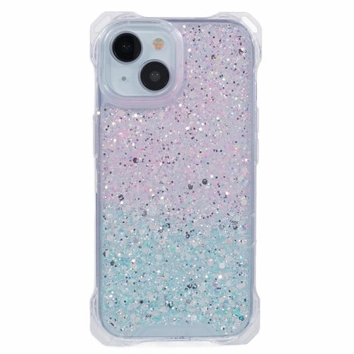 For iPhone 14 Plus Anti-scratch Cover TPU+Acrylic Dual-Color Gradient Phone Case - Pink+Green - 1