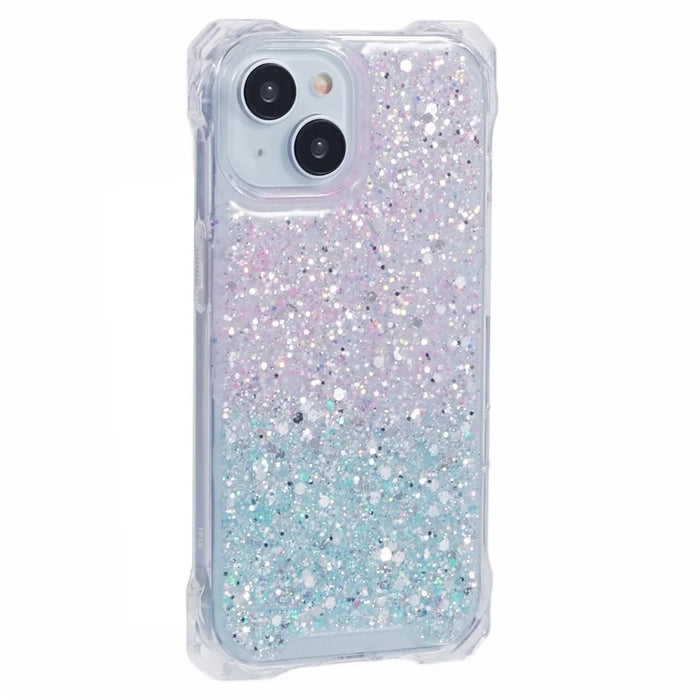 For iPhone 14 Plus Anti-scratch Cover TPU+Acrylic Dual-Color Gradient Phone Case - Pink+Green - 3