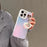 For iPhone 14 Pro Case Laser Effect PC+TPU Matte Phone Cover with Pearls Heart Pendant - White - 3