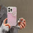For iPhone 15 Pro Max Case Matte Laser Effect PC+TPU Pearls Heart Phone Cover with Hand Strap - Transparent - 2