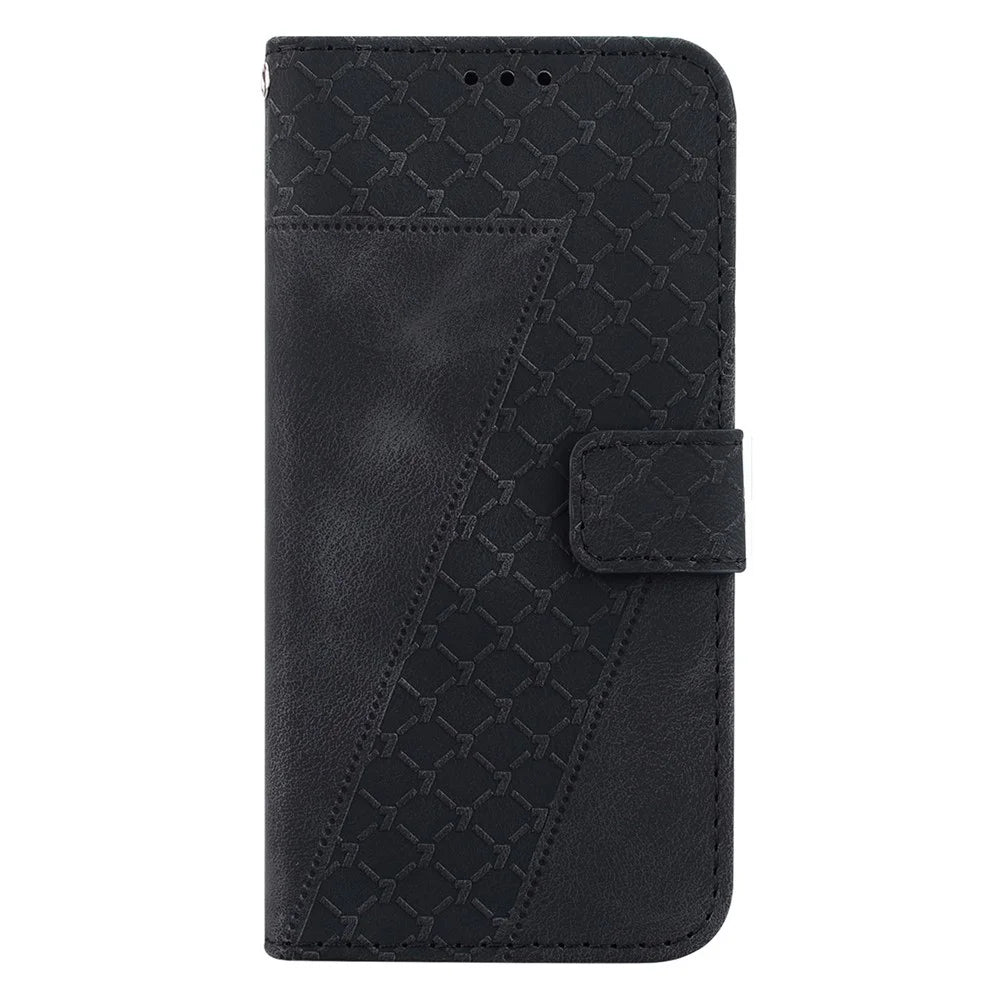 Leather Case for TECNO Spark 20 Pro+ 7-Shape Imprint Foldable Stand Phone Wallet Cover - Black - 7