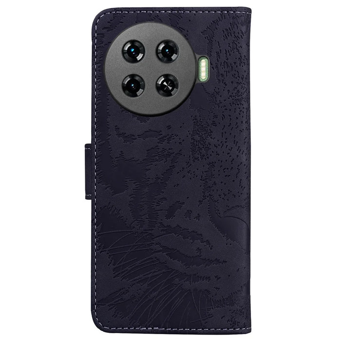 For TECNO Spark 20 Pro+ Wallet Case Tiger Pattern PU Leather Full Protection Phone Cover - Black - 7