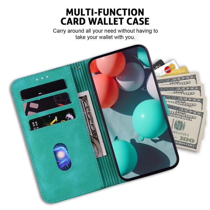 For TECNO Spark 20 Pro Wallet Case 7-Shape Imprint Foldable Leather Phone Cover - Green - 3