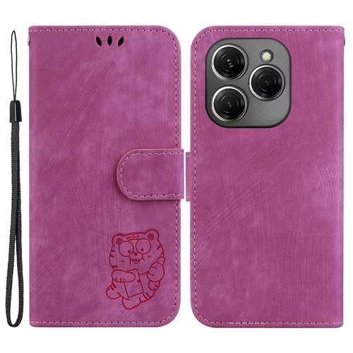 For TECNO Spark 20 Pro Wallet Case Cute Tiger Pattern Leather Phone Cover - Rose - 1
