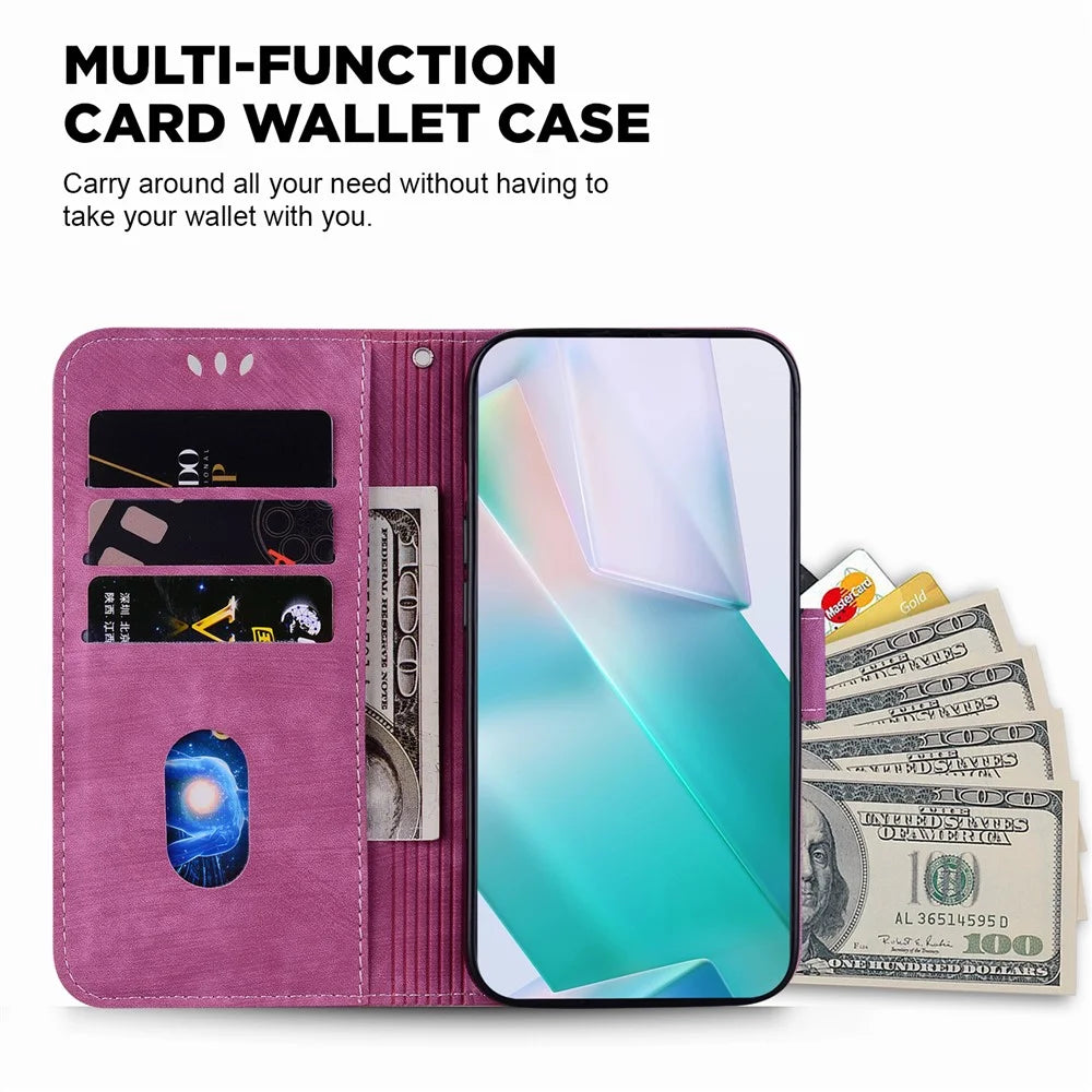 For TECNO Spark 20 Pro Wallet Case Cute Tiger Pattern Leather Phone Cover - Rose - 3