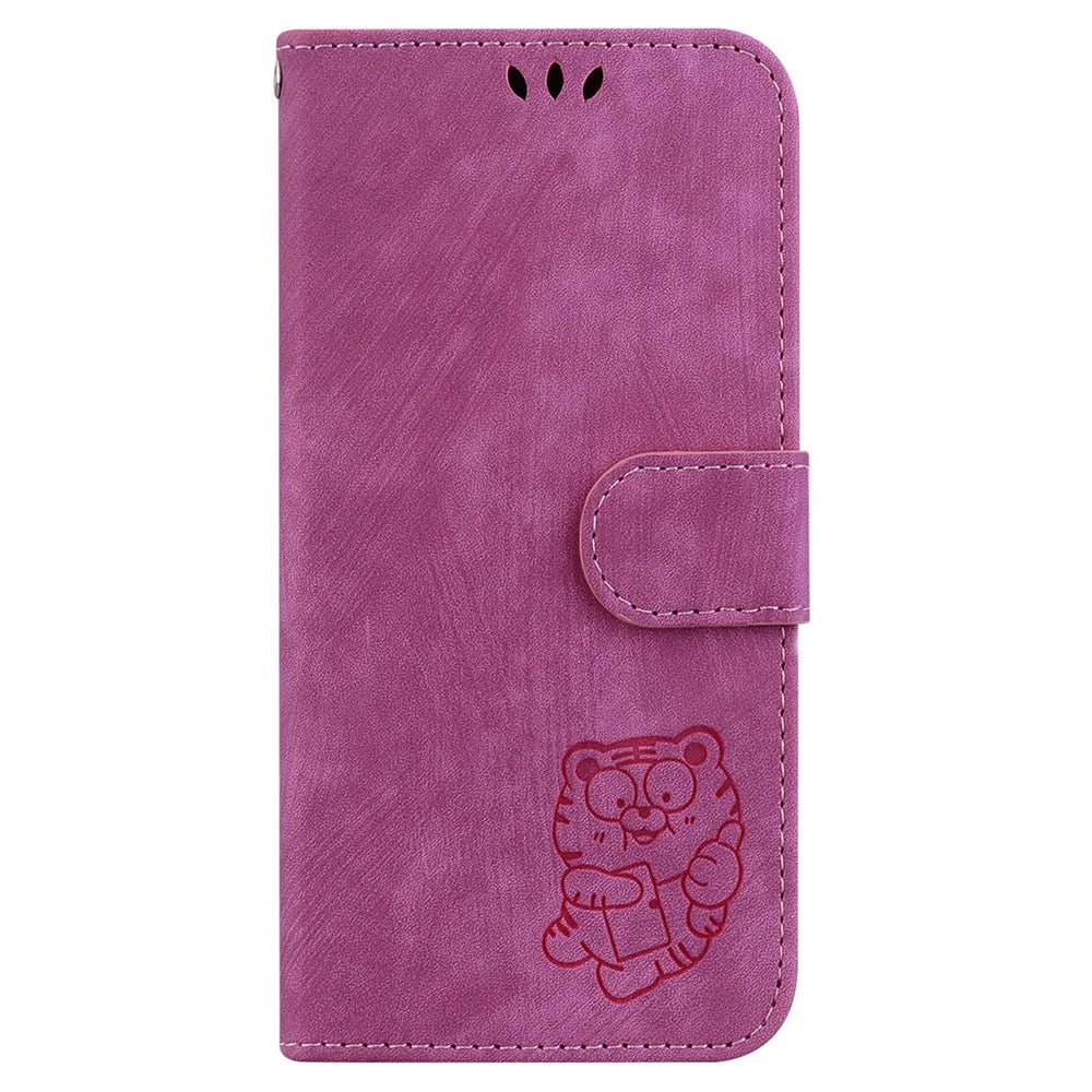 For TECNO Spark 20 Pro Wallet Case Cute Tiger Pattern Leather Phone Cover - Rose - 7