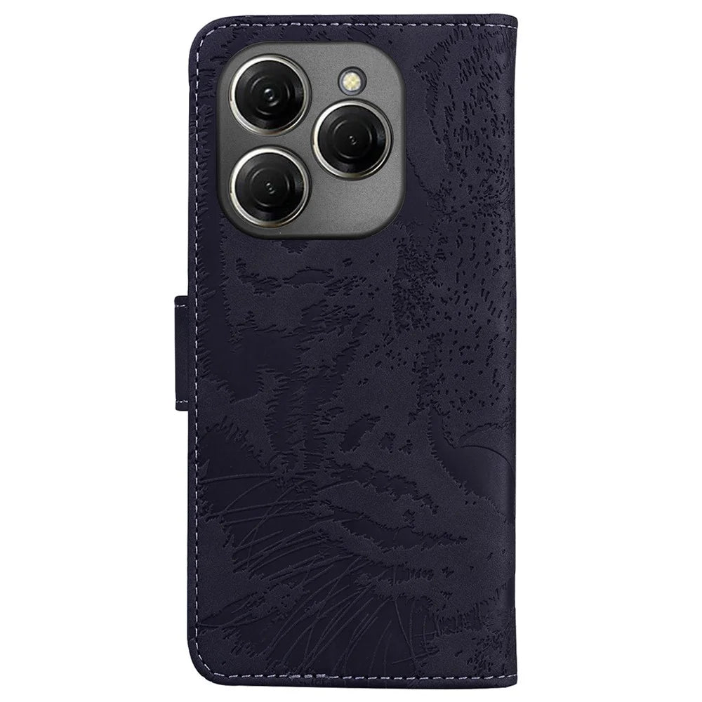For TECNO Spark 20 Pro Wallet Phone Case Tiger Pattern PU Leather Flip Cover - Black - 7