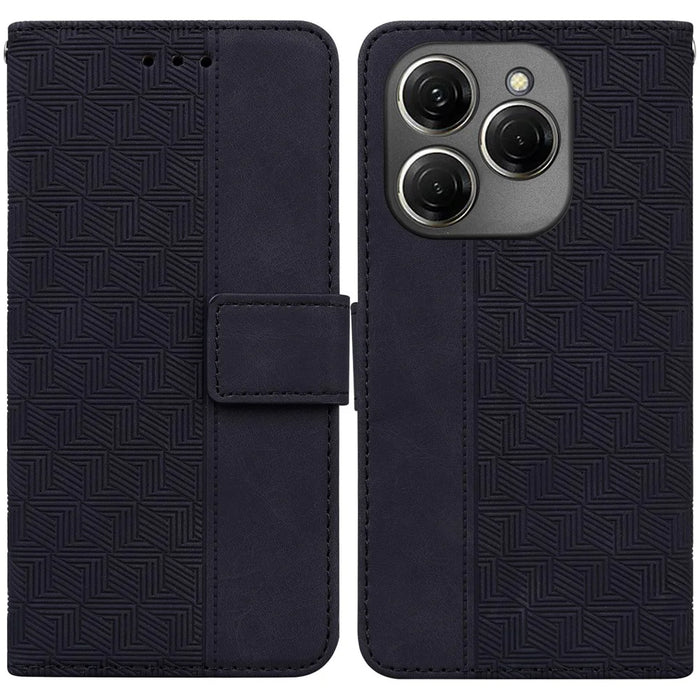 For TECNO Spark 20 Pro Case Geometry Phone Leather Cover with Wallet - Black - 1