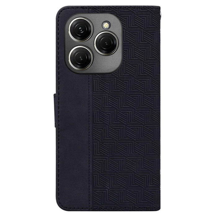 For TECNO Spark 20 Pro Case Geometry Phone Leather Cover with Wallet - Black - 7