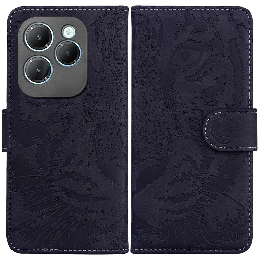For Infinix Hot 40 / 40 Pro Case Tiger Pattern Drop-Proof PU Leather Wallet Phone Cover - Black - 1