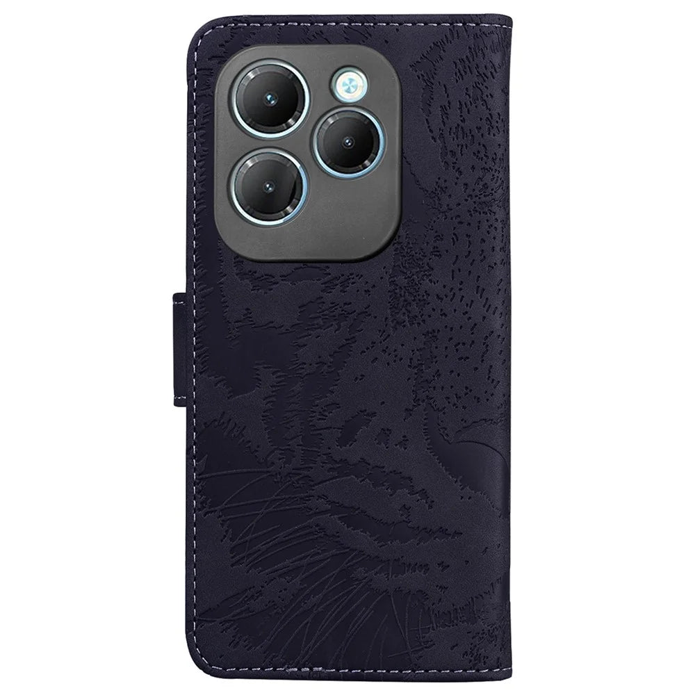 For Infinix Hot 40 / 40 Pro Case Tiger Pattern Drop-Proof PU Leather Wallet Phone Cover - Black - 7