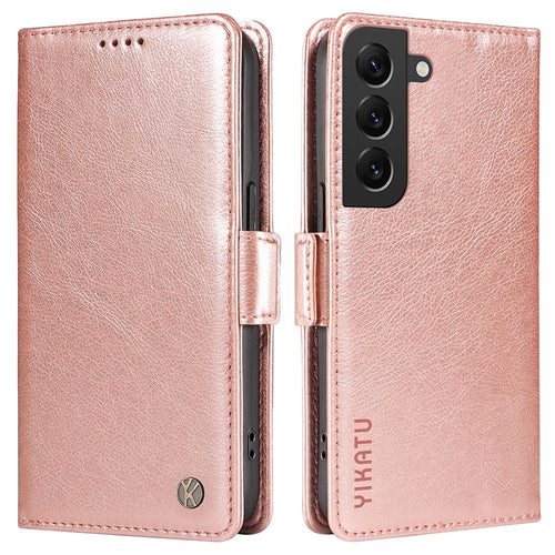 YIKATU YK-007 For Samsung Galaxy S21 4G / S21 5G Leather Phone Cover with Magnetic Side Closure - Rose Gold - 1