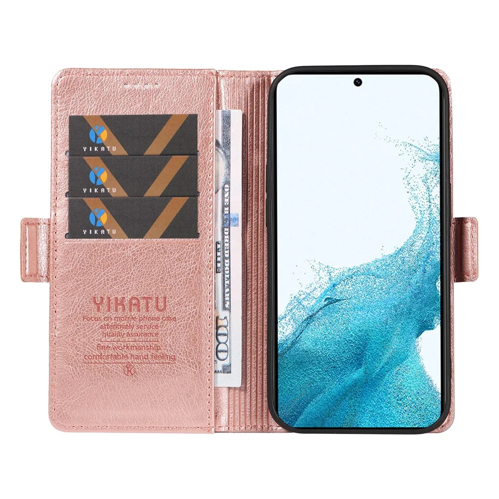 YIKATU YK-007 For Samsung Galaxy S21 4G / S21 5G Leather Phone Cover with Magnetic Side Closure - Rose Gold - 2