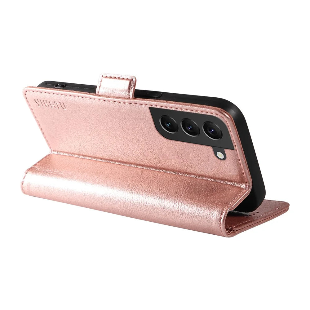 YIKATU YK-007 For Samsung Galaxy S21 4G / S21 5G Leather Phone Cover with Magnetic Side Closure - Rose Gold - 4