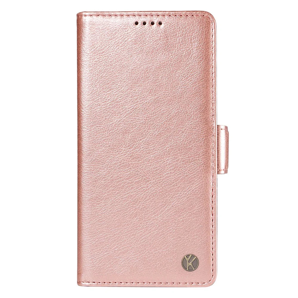YIKATU YK-007 For Samsung Galaxy S21 4G / S21 5G Leather Phone Cover with Magnetic Side Closure - Rose Gold - 6
