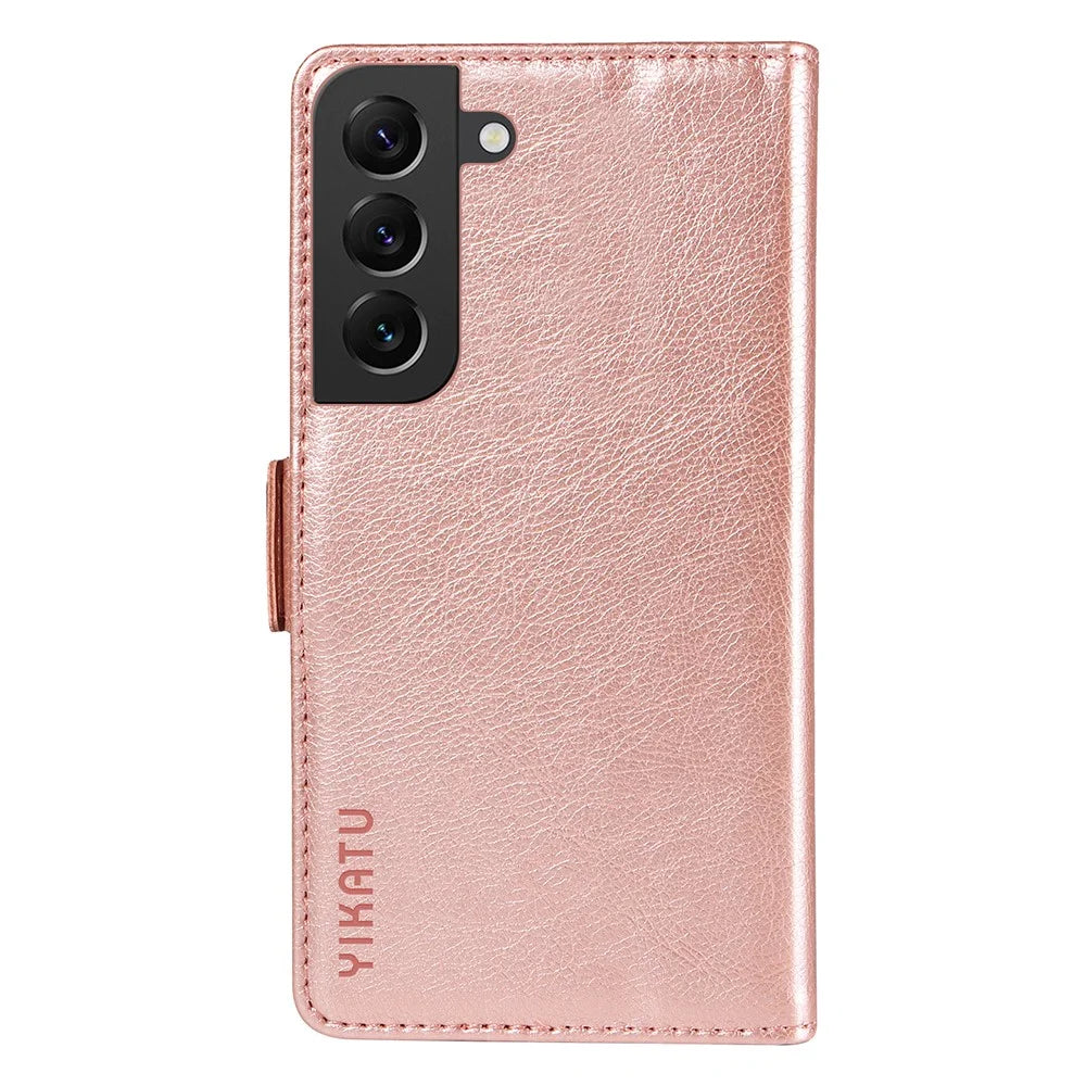 YIKATU YK-007 For Samsung Galaxy S21 4G / S21 5G Leather Phone Cover with Magnetic Side Closure - Rose Gold - 7