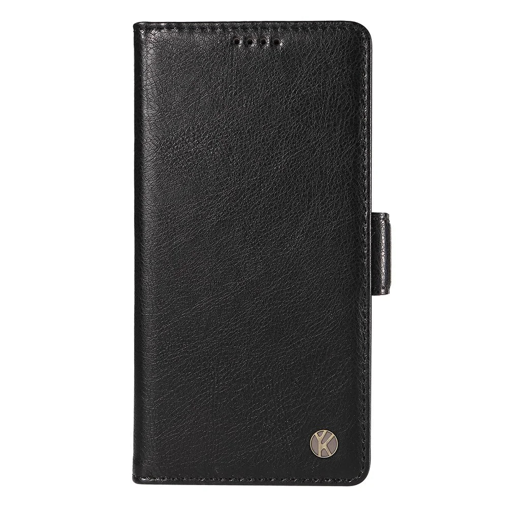 YIKATU YK-007 For iPhone 15 Leather Case Wallet Card Slots Folio Flip Phone Cover - Black - 6