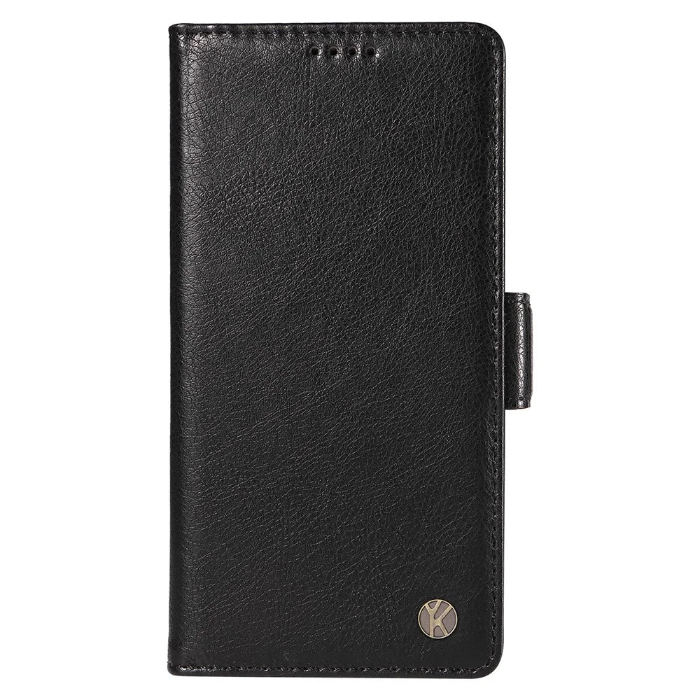 YIKATU YK-007 For iPhone 14 Pro Wallet Case Side Magnetic Clasp PU Leather Phone Cover - Black - 6