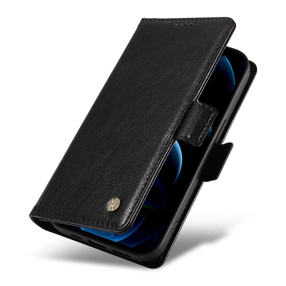 YIKATU YK-007 For iPhone 12 / 12 Pro Leather Case Wallet Protective Phone Cover - Black - 5