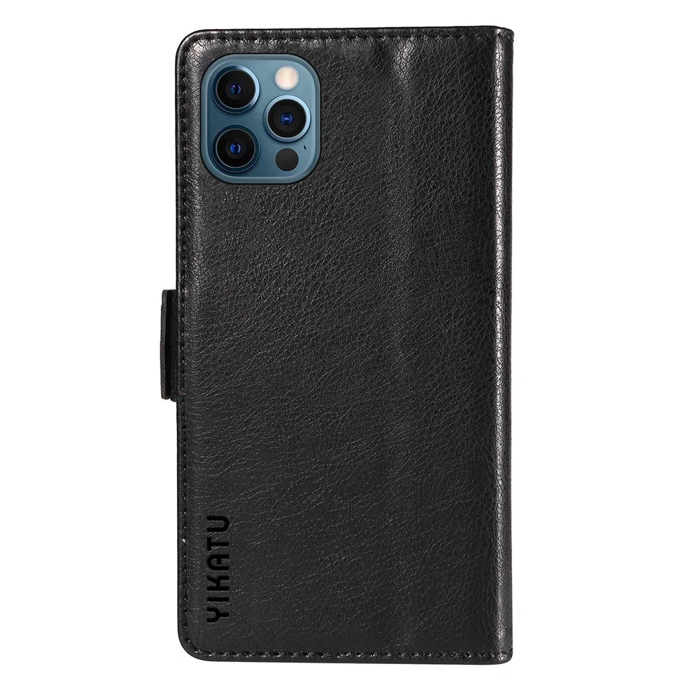 YIKATU YK-007 For iPhone 12 / 12 Pro Leather Case Wallet Protective Phone Cover - Black - 7