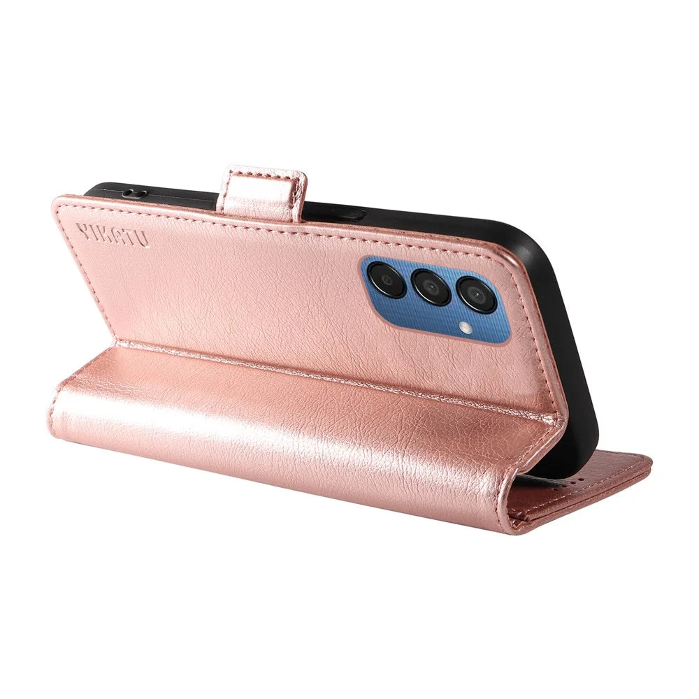 YIKATU YK-007 For Samsung Galaxy M15 5G Wallet Case Magnetic Clasp Leather Phone Cover - Rose Gold - 4