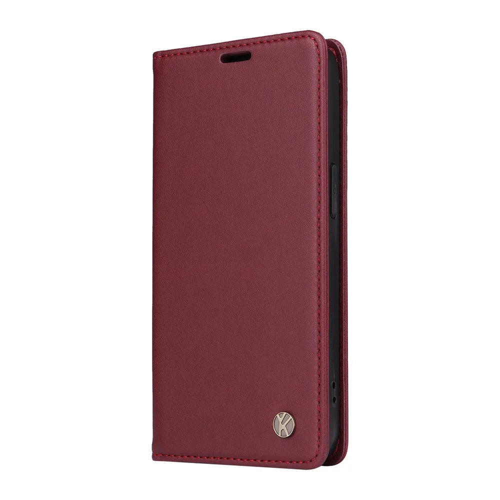 YIKATU YK-001 For Realme 12 4G / 12+ 5G Case Magnetic Closure Leather Phone Case - Wine Red - 7