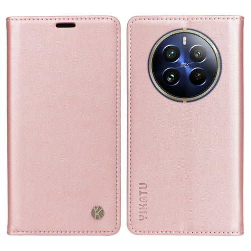 YIKATU YK-001 For Realme 12 Pro 5G / 12 Pro+ 5G Wallet Case Leather Folio Flip Phone Cover - Rose Gold - 1