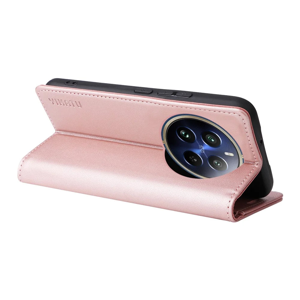 YIKATU YK-001 For Realme 12 Pro 5G / 12 Pro+ 5G Wallet Case Leather Folio Flip Phone Cover - Rose Gold - 3