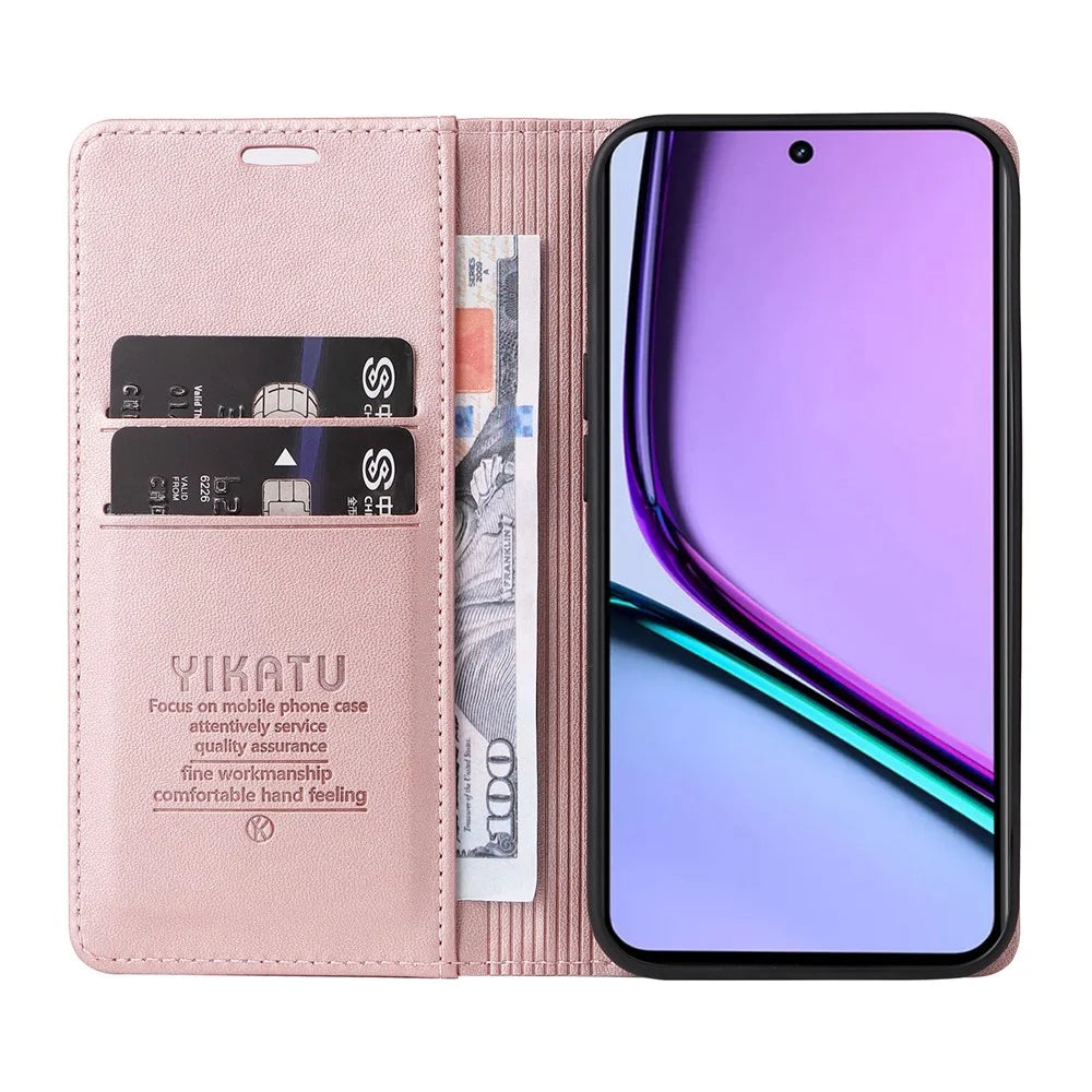 YIKATU YK-001 For Realme C67 4G Case Shockproof Leather Wallet Phone Cover - Rose Gold - 2