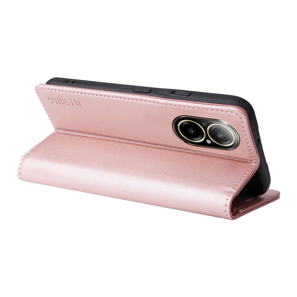 YIKATU YK-001 For Realme C67 4G Case Shockproof Leather Wallet Phone Cover - Rose Gold - 3