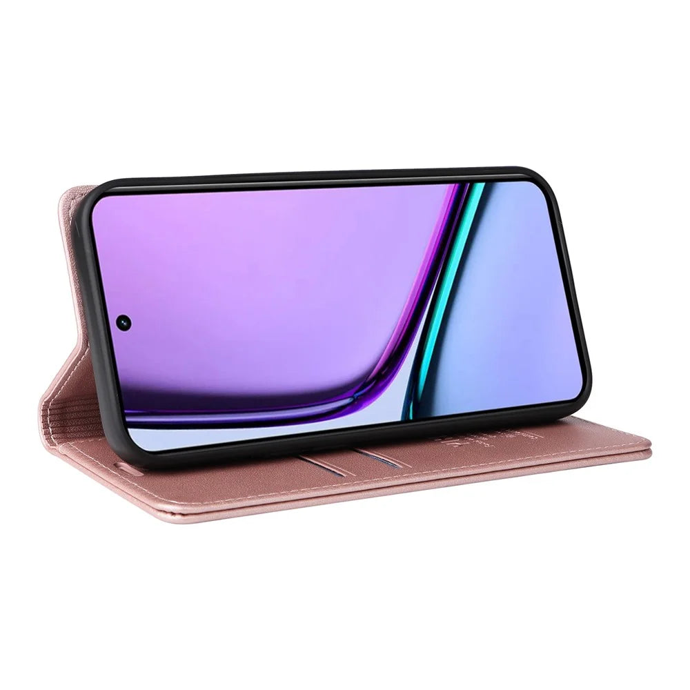 YIKATU YK-001 For Realme C67 4G Case Shockproof Leather Wallet Phone Cover - Rose Gold - 4