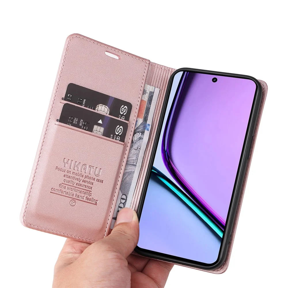 YIKATU YK-001 For Realme C67 4G Case Shockproof Leather Wallet Phone Cover - Rose Gold - 5