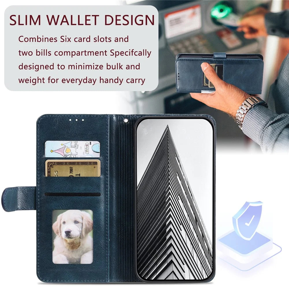 013 Style For iPhone 6 / 6s / 7 / 8 4.7-inch / SE(2020) / SE(2022) Case 6 Card Slots Wallet Flip Stand Phone Cover - Blackish Green - 5