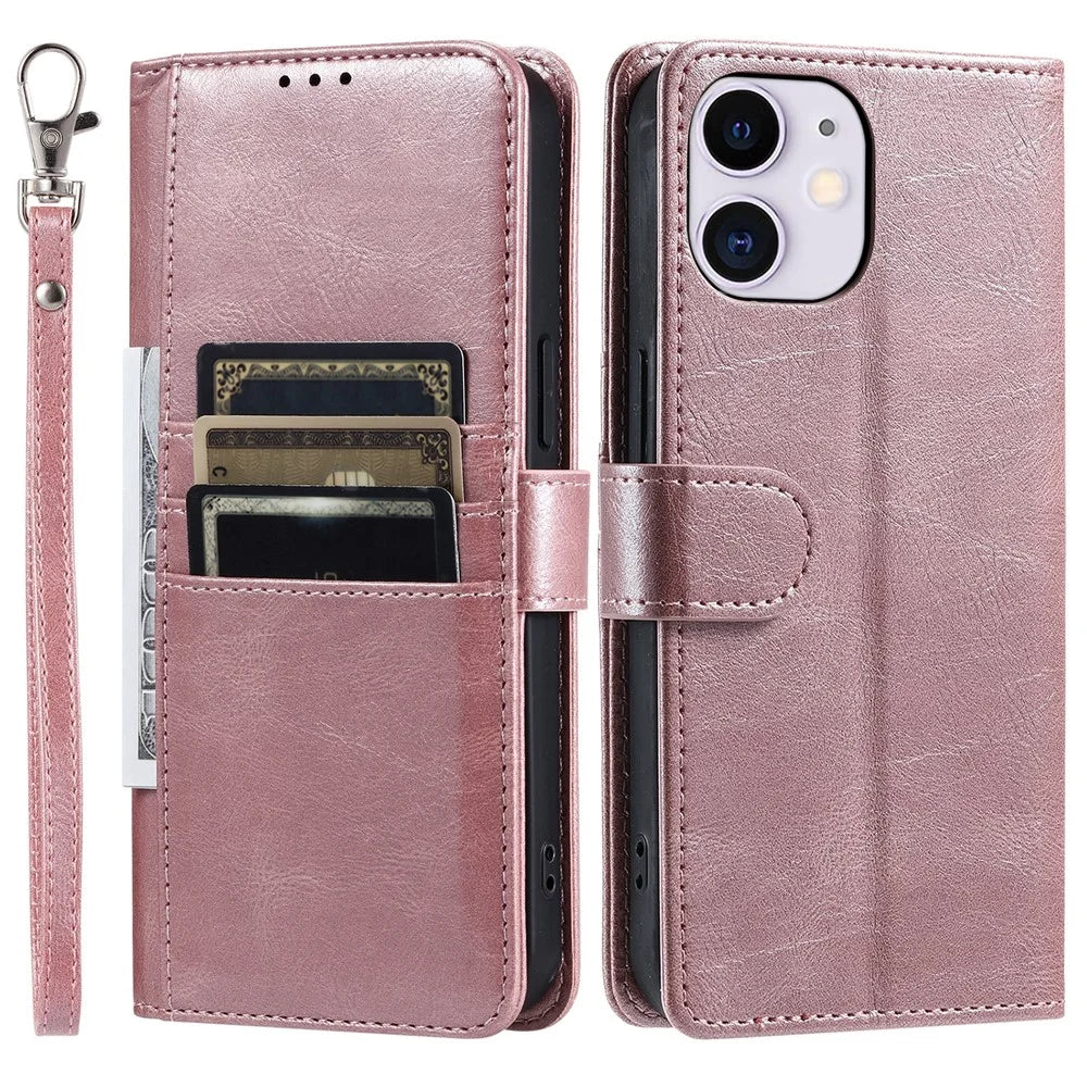 013 Style For iPhone 11 Case Leather Wallet Phone Cover with 6 Card Slots - Rose Gold - 1