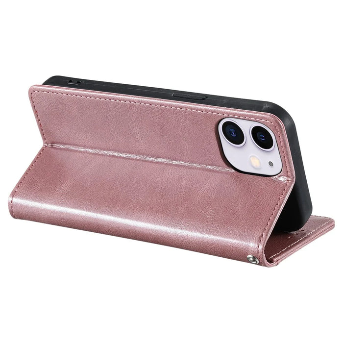 013 Style For iPhone 11 Case Leather Wallet Phone Cover with 6 Card Slots - Rose Gold - 4